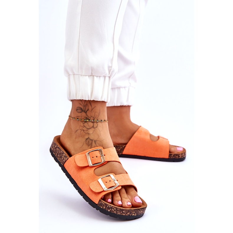 Women's Slip-On Flip-Flops With a Cork Sole, Orange 3