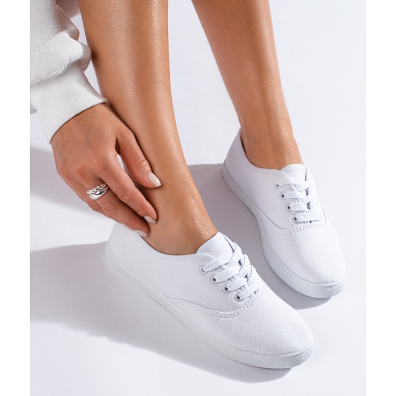 Shelovet white textile sneakers 1