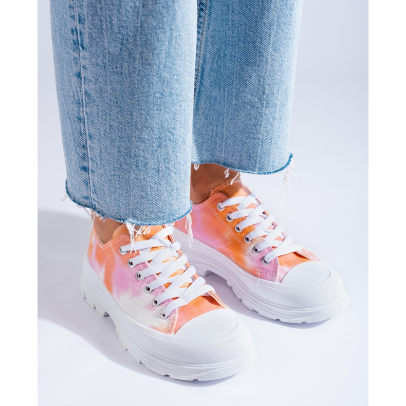 Shelovet multicolored platform sneakers orange 1