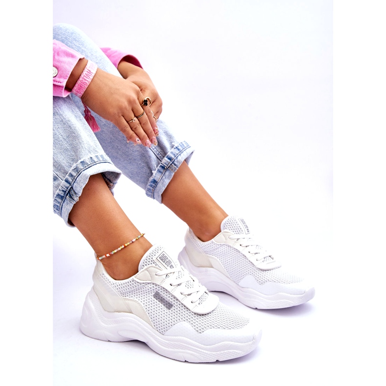 Women's Fabric Sports Shoes Memory Foam System Big Star LL274A064 White 8