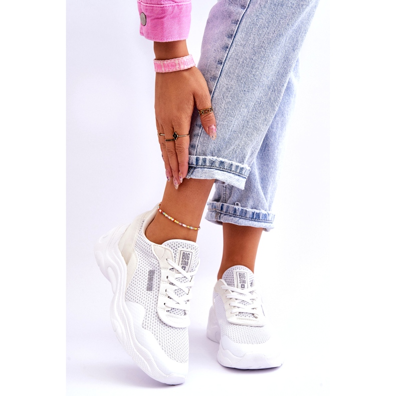Women's Fabric Sports Shoes Memory Foam System Big Star LL274A064 White 1