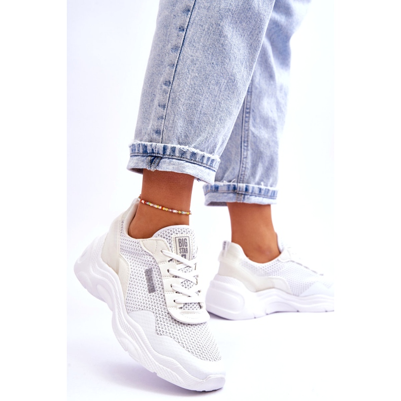 Women's Fabric Sports Shoes Memory Foam System Big Star LL274A064 White 3