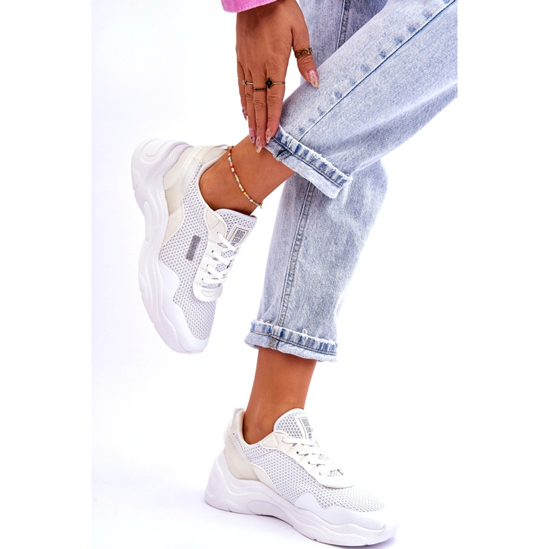 Women's Fabric Sports Shoes Memory Foam System Big Star LL274A064 White 4