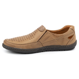 Olivier Men's leather loafers for summer 602 beige 1