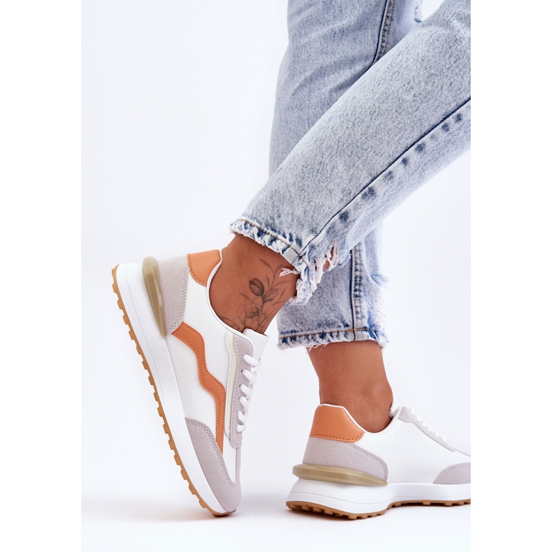 FJ1 Women's Leather Sports Shoes White-Orange Somerio 2 FJ1 Women's Leather Sports Shoes White-Orange Somerio 2