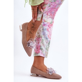 PS1 Women's Embellished Loafers With Flat Heels Dark Beige Sloane 2