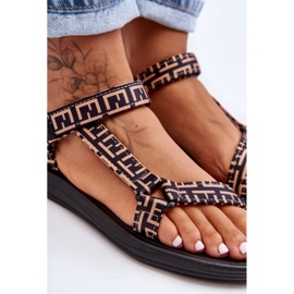 Women's Satin Sport Sandals Black And Beige Victory 2