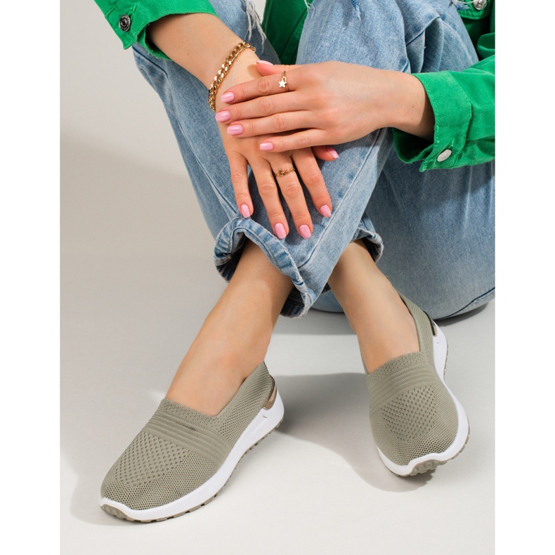 Women's openwork sneakers Shelovet green 2