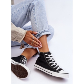 FR1 Women's Classic High Top Sneakers Black and White Remos 2