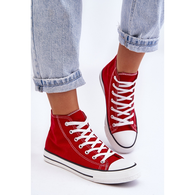 FR1 Women's Classic High Top Sneakers Red Remos 1