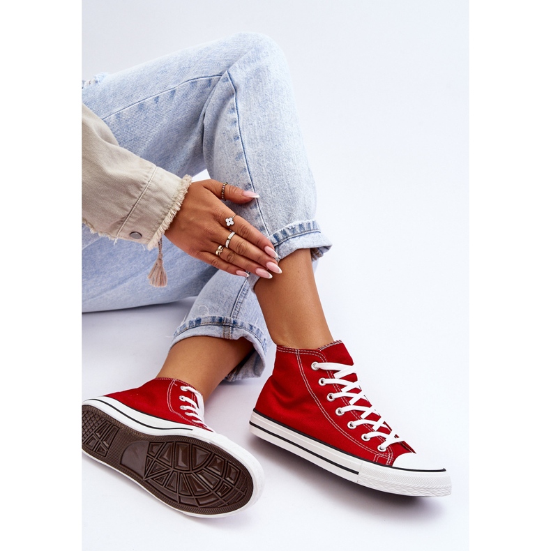 FR1 Women's Classic High Top Sneakers Red Remos 2