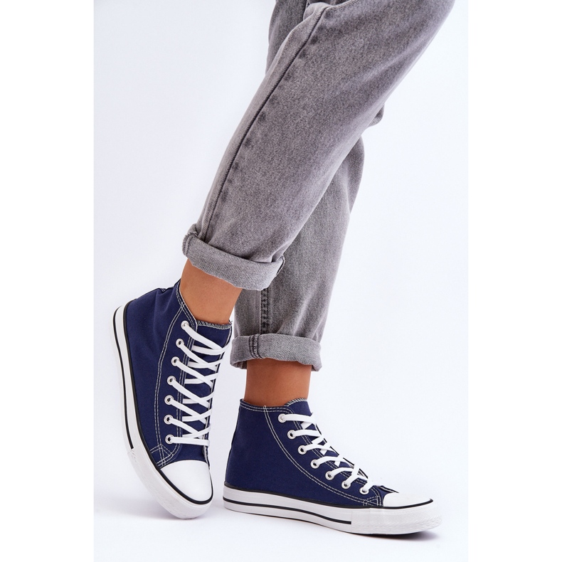 Women's Classic High Top Sneakers Navy Blue Remos 2