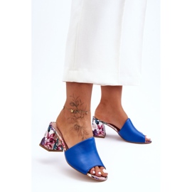 Lewski Shoes Women's Leather Slippers On High Heels Leewski Shoes 3209/K Blue 1 Lewski Shoes Women's Leather Slippers On High Heels Leewski Shoes 3209/K Blue 1