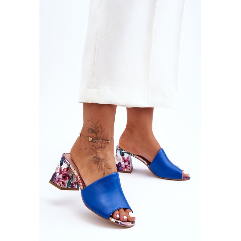 Lewski Shoes Women's Leather Slippers On High Heels Leewski Shoes 3209/K Blue 1 Lewski Shoes Women's Leather Slippers On High Heels Leewski Shoes 3209/K Blue 1