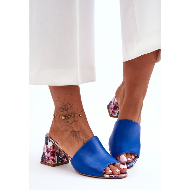 Lewski Shoes Women's Leather Slippers On High Heels Leewski Shoes 3209/K Blue 2 Lewski Shoes Women's Leather Slippers On High Heels Leewski Shoes 3209/K Blue 2