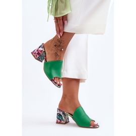 Lewski Shoes Women's Leather High Heels Leski Shoes 3209/K Green 1