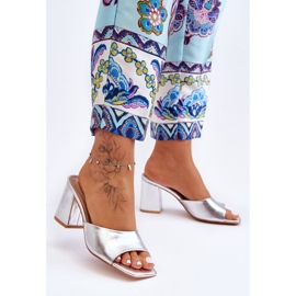 Women's Leather Classic Slippers Silver Loara 1