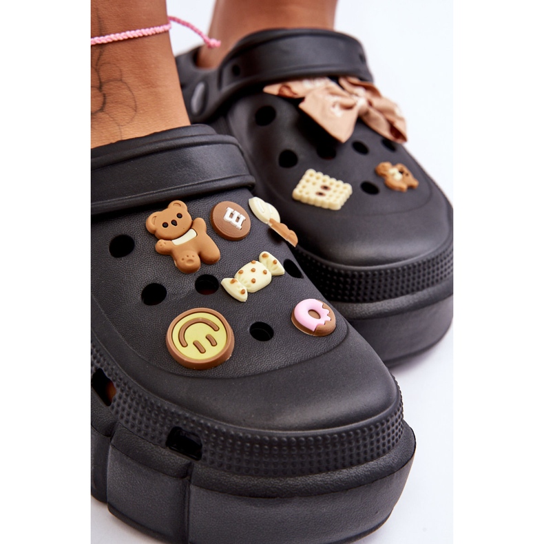 Women's Foam Slides Crocs With Embellishments Black Marlett 2