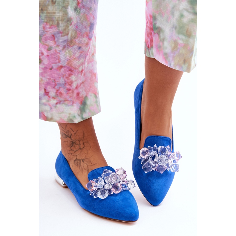 PS1 Women's Embellished Flat Heel Loafers Blue Sloane 1