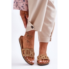 Women's Studded Slippers Brown Evelins 1