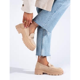 Women's beige suede loafers from Shelovet 1