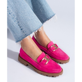 Suede brogues with chain Shelovet fuchsia pink 1