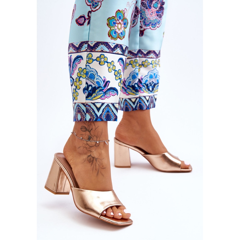 Women's Leather Classic Slippers Rose Gold Loara golden 1