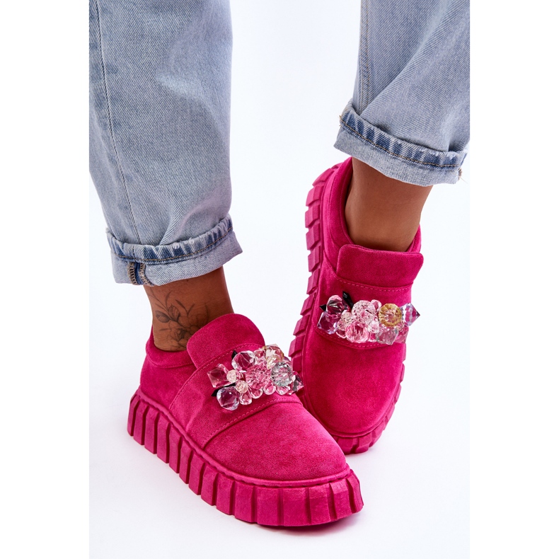PS1 Fashionable Slip-On Sports Shoes With Fuchsia Desire Decoration pink 1