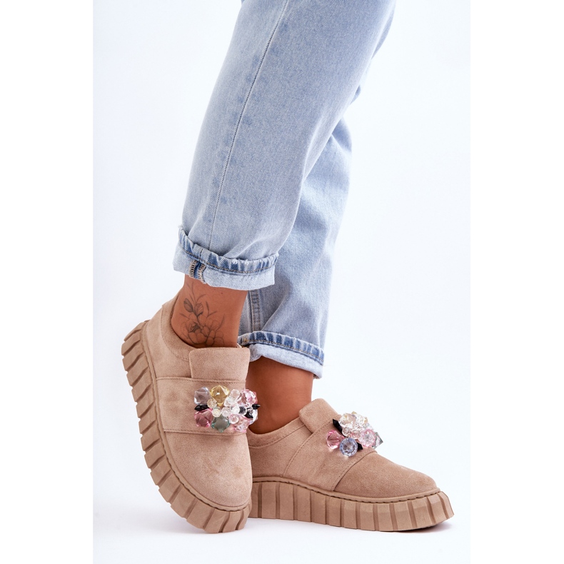 PS1 Fashionable Slip-On Sports Shoes With Decoration Dark Beige Desire 2 PS1 Fashionable Slip-On Sports Shoes With Decoration Dark Beige Desire 2