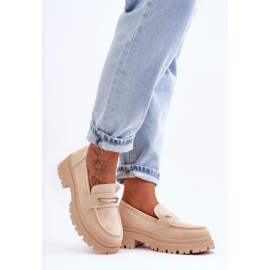 PS1 Women's Suede Slip-On Loafers Beige Pure Love 2