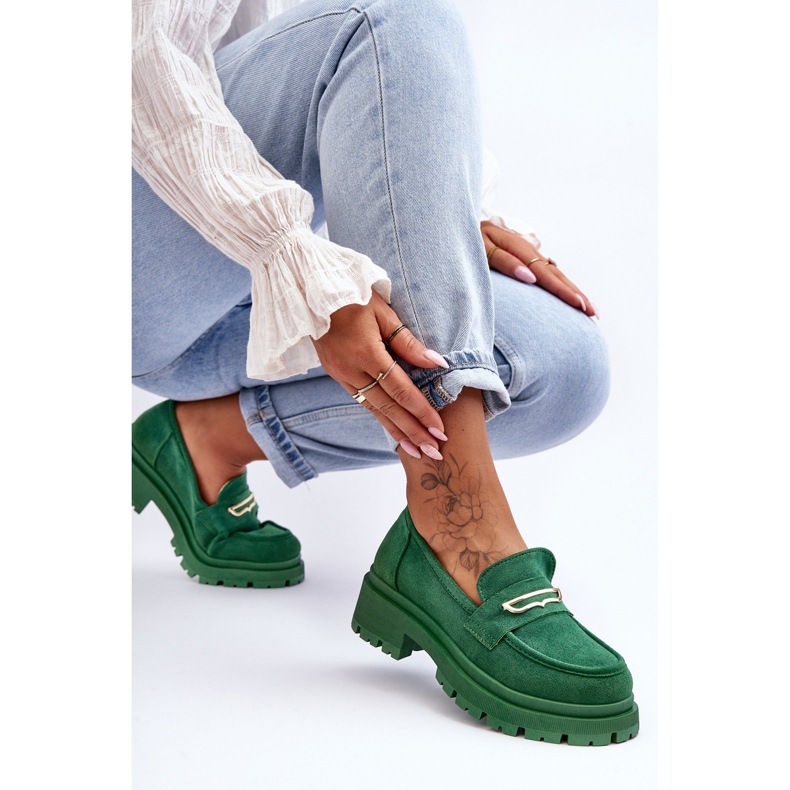 PS1 Women's Suede Slip-on Loafers Green Pure Love 2 PS1 Women's Suede Slip-on Loafers Green Pure Love 2