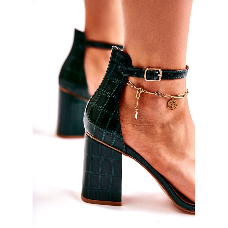 Women's snake sandals green pattern 2