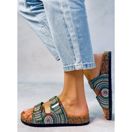 Seastar Cork slippers with beads from Adaora Green 2