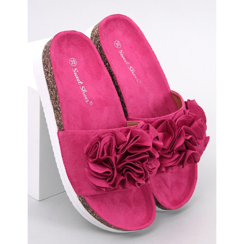 Rizzo Fuchsia Peach Flower Slippers pink 1