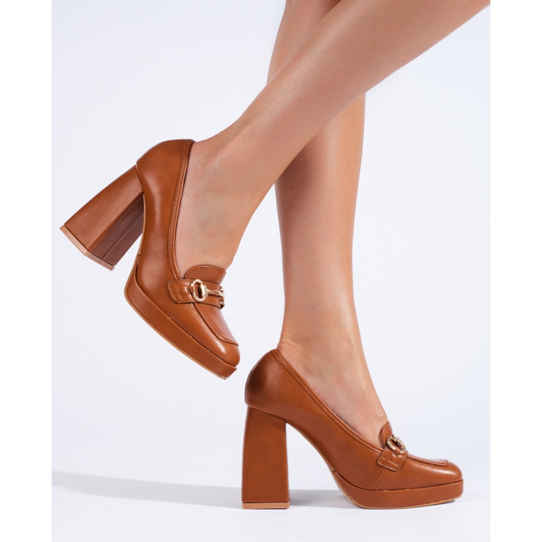 Brown block heel pumps from Shelovet 1