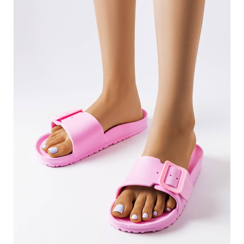 Pink rubber sliders with a buckle from Nelm 1