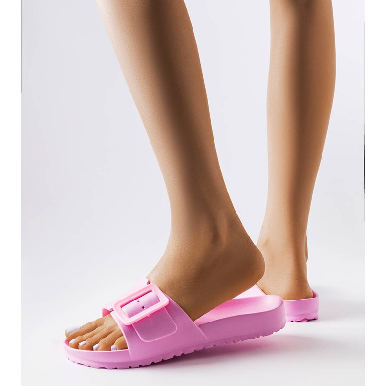Pink rubber sliders with a buckle from Nelm 2