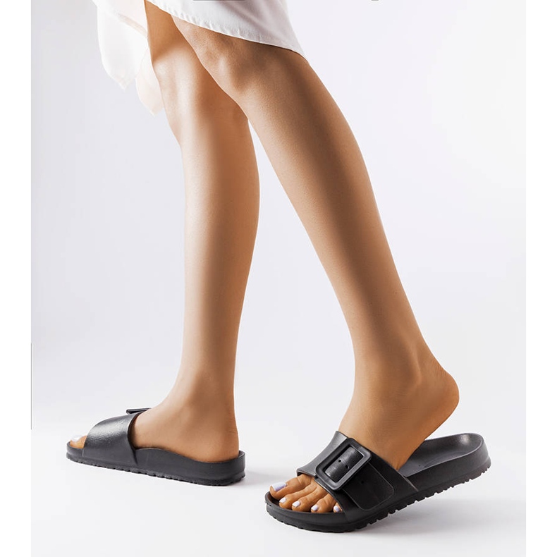 Black rubber sliders with a buckle from Nelm 2