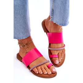 Women's flip -flops with a decorative fuchsia strip pink 4 Women's flip -flops with a decorative fuchsia strip pink 4