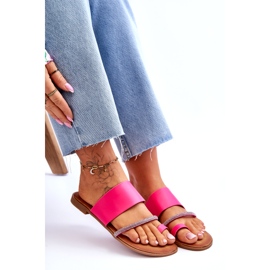 Women's flip -flops with a decorative fuchsia strip pink 6