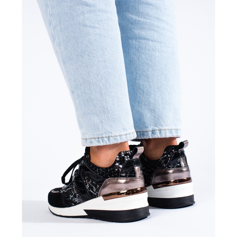 Goodin Snake Print Leather Sneakers black 2