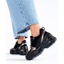 Women's black leather sneakers Shelovet 2