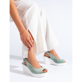 Women's Shelovet green wedge sandals 1