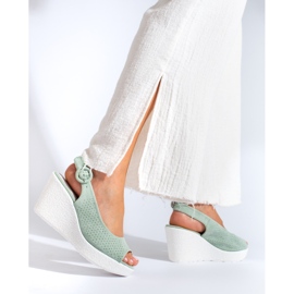Women's Shelovet green wedge sandals 2