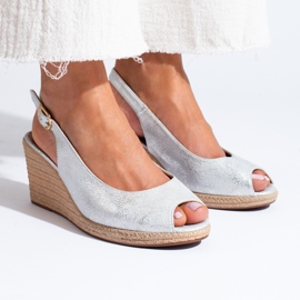 W. Potocki Elegant silver wedge sandals from Potocki 1