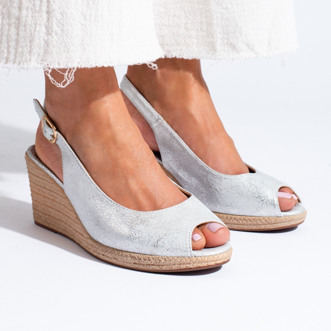 W. Potocki Elegant silver wedge sandals from Potocki 1