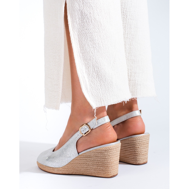 W. Potocki Elegant silver wedge sandals from Potocki 2