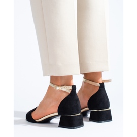 Women's Shelovet black low heel sandals 2