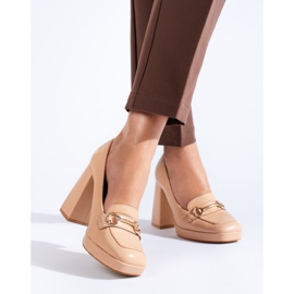 Beige block heel pumps from Shelovet 1