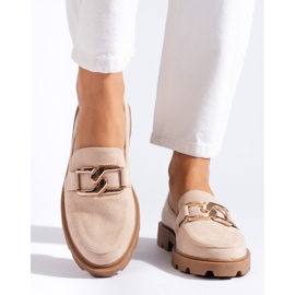Beige suede shoes with a chain from Shelovet 1